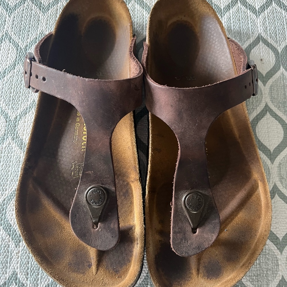 Birkenstock Brown Leather Gizeh Sandals